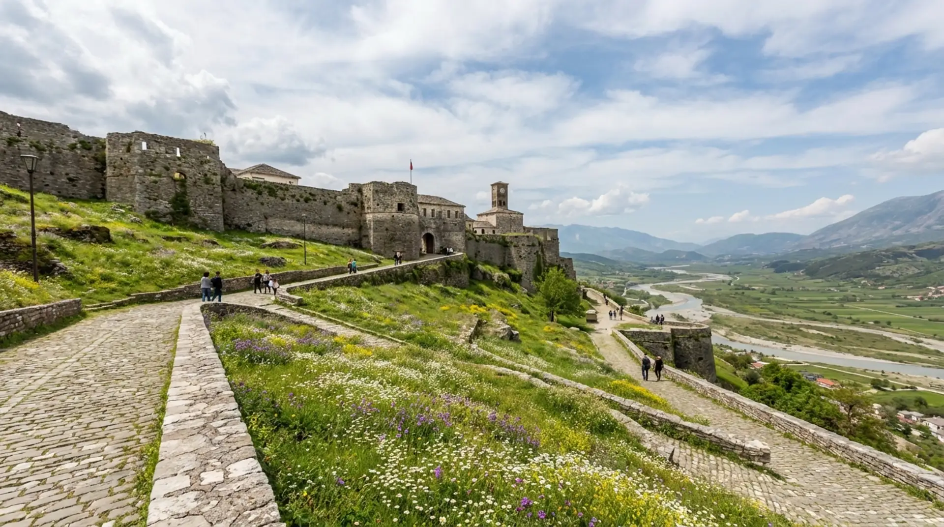 Berat old town with Ottoman white houses on the hillside in Albania — OraVisa Albania visa services from Dubai