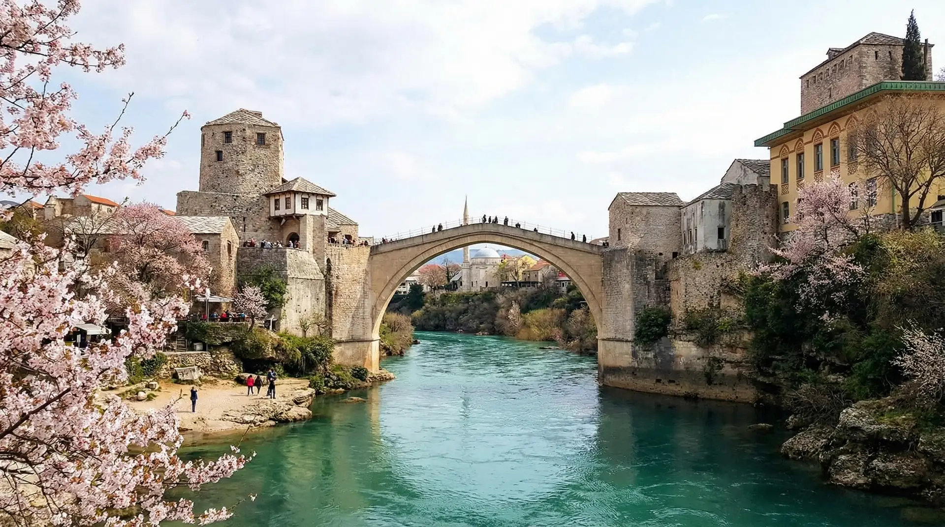 Stari Most bridge over the Neretva River in Mostar Bosnia and Herzegovina — OraVisa Bosnia visa services from Dubai