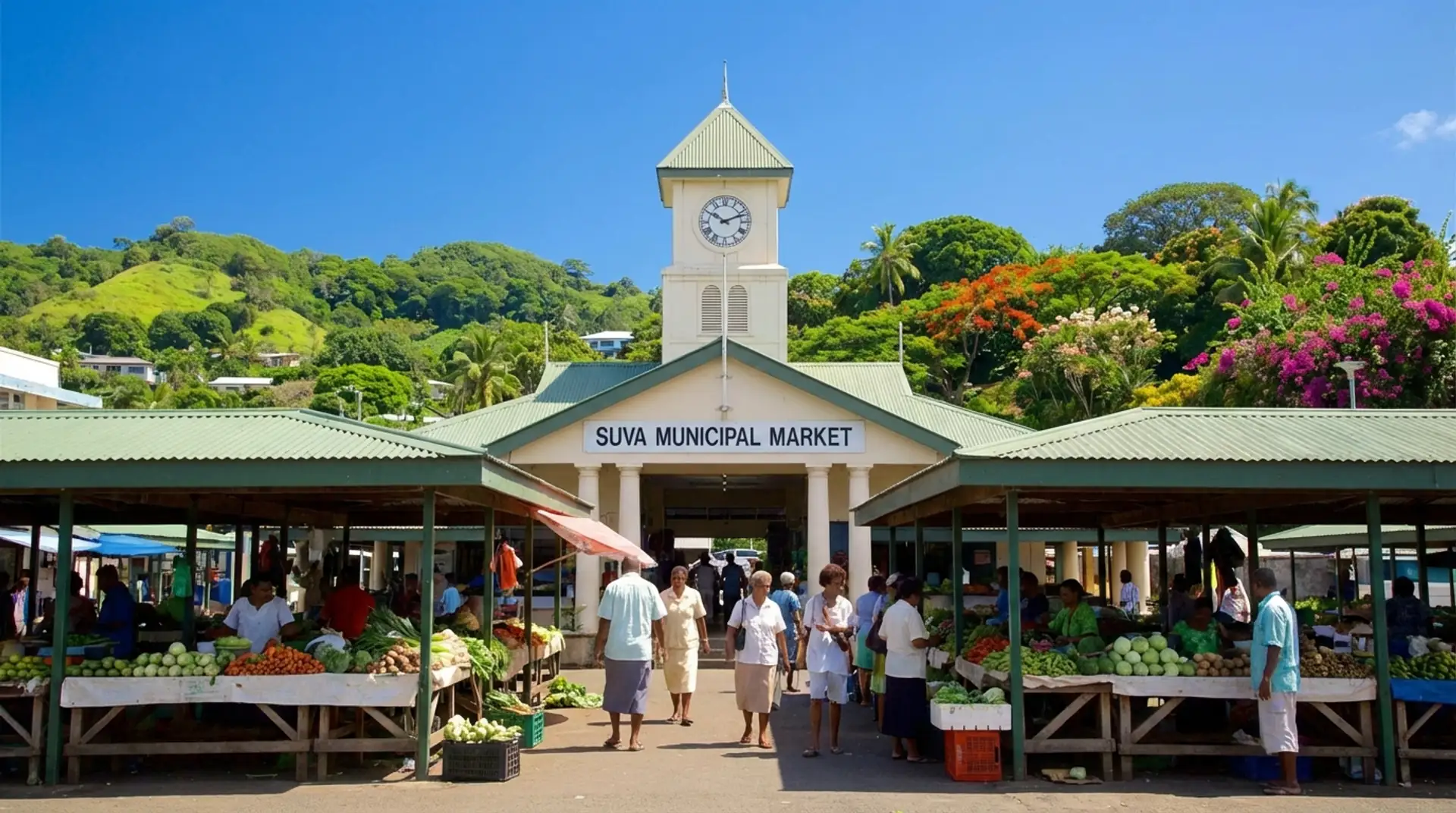 Tropical Fijian coastline with crystal-clear waters and palm-lined beaches in Fiji — OraVisa Fiji visa services from Dubai