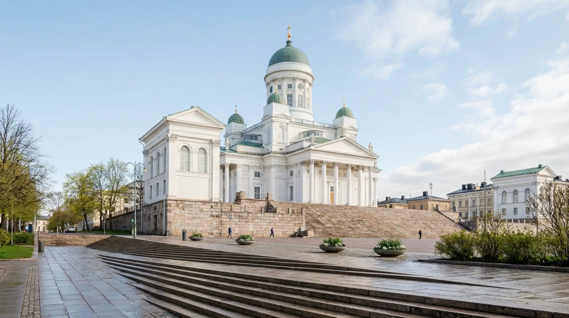 Northern lights over snowy Finnish Lapland landscape in Finland — OraVisa Finland visa services from Dubai