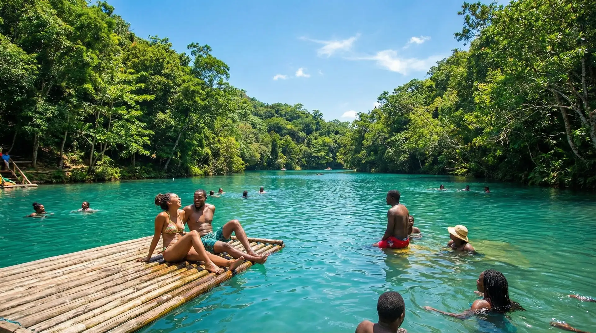 Tropical Caribbean beach with palm trees and turquoise waters in Jamaica — OraVisa Jamaica visa services from Dubai