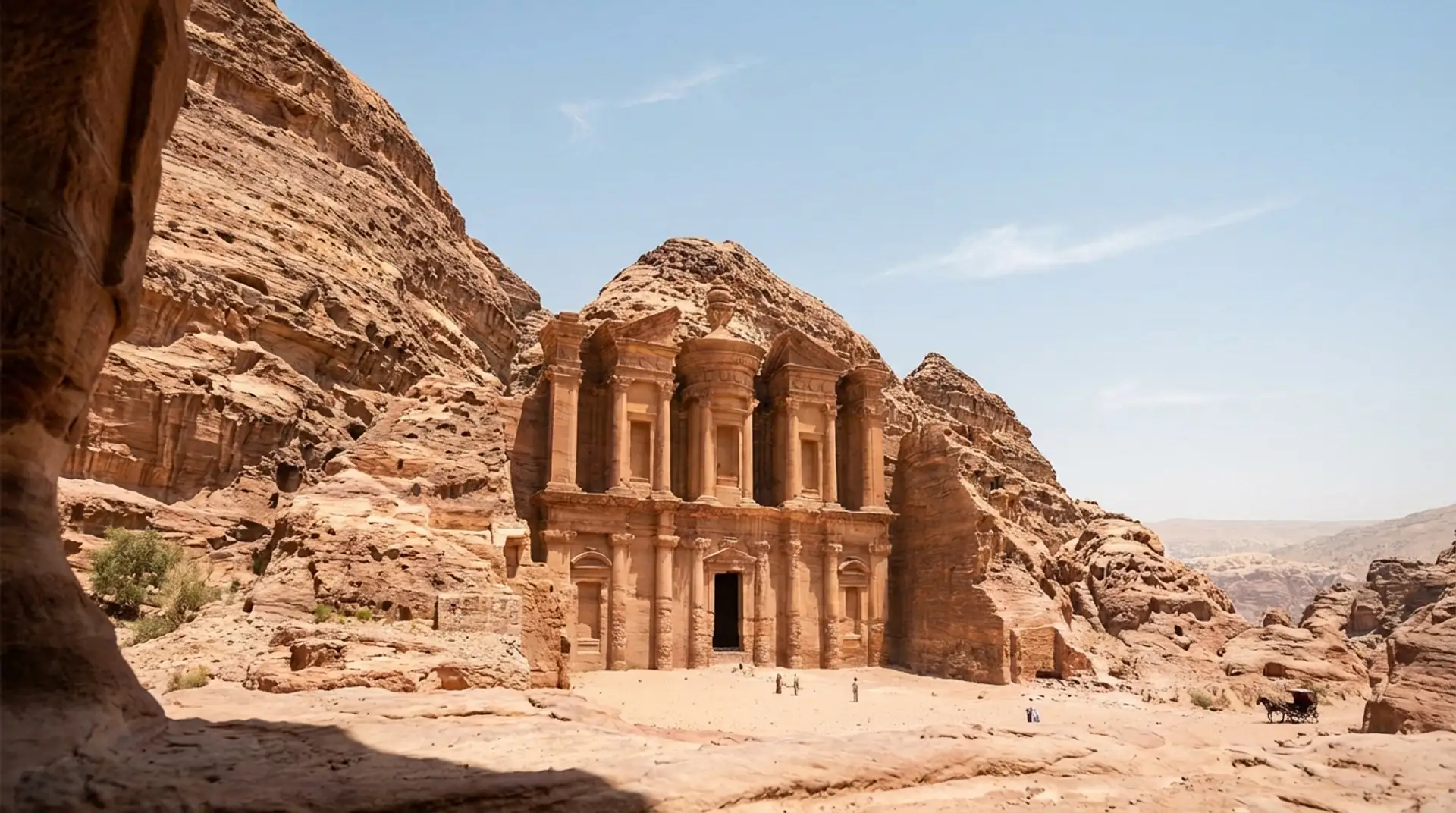 Ancient Treasury of Petra carved into rose-red cliffs in Jordan — OraVisa Jordan visa services from Dubai