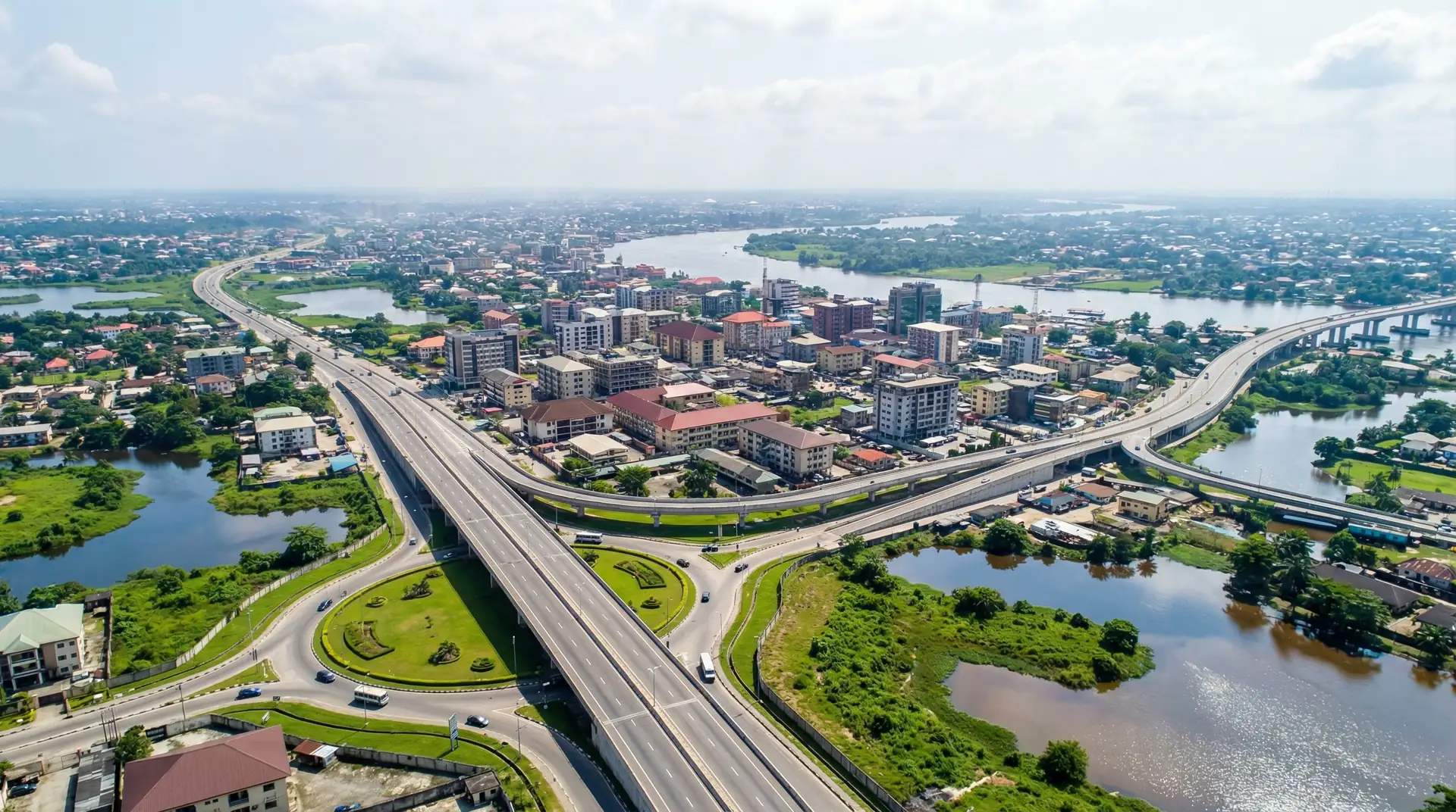 Lagos cityscape with modern skyline and bustling waterfront in Nigeria — OraVisa Nigeria visa services from Dubai
