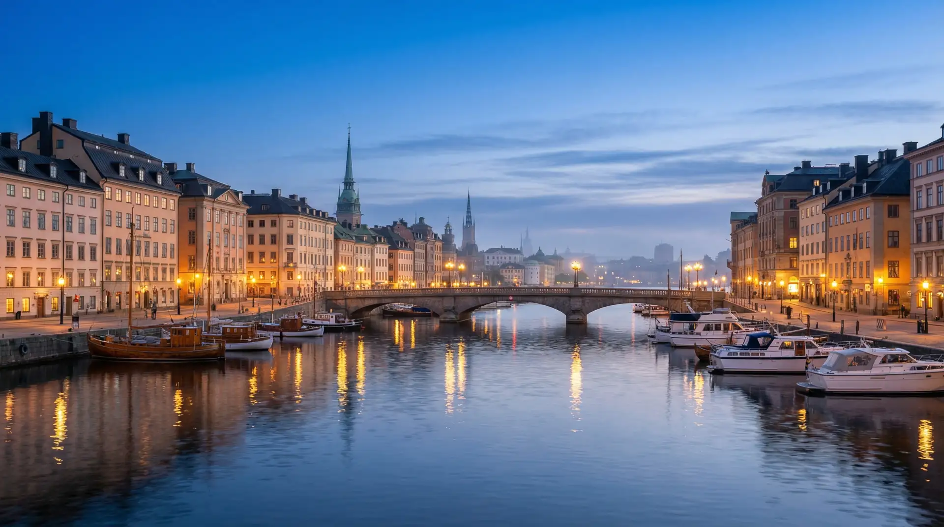 Stockholm old town Gamla Stan with colorful buildings along the waterfront in Sweden — OraVisa Sweden visa services from Dubai