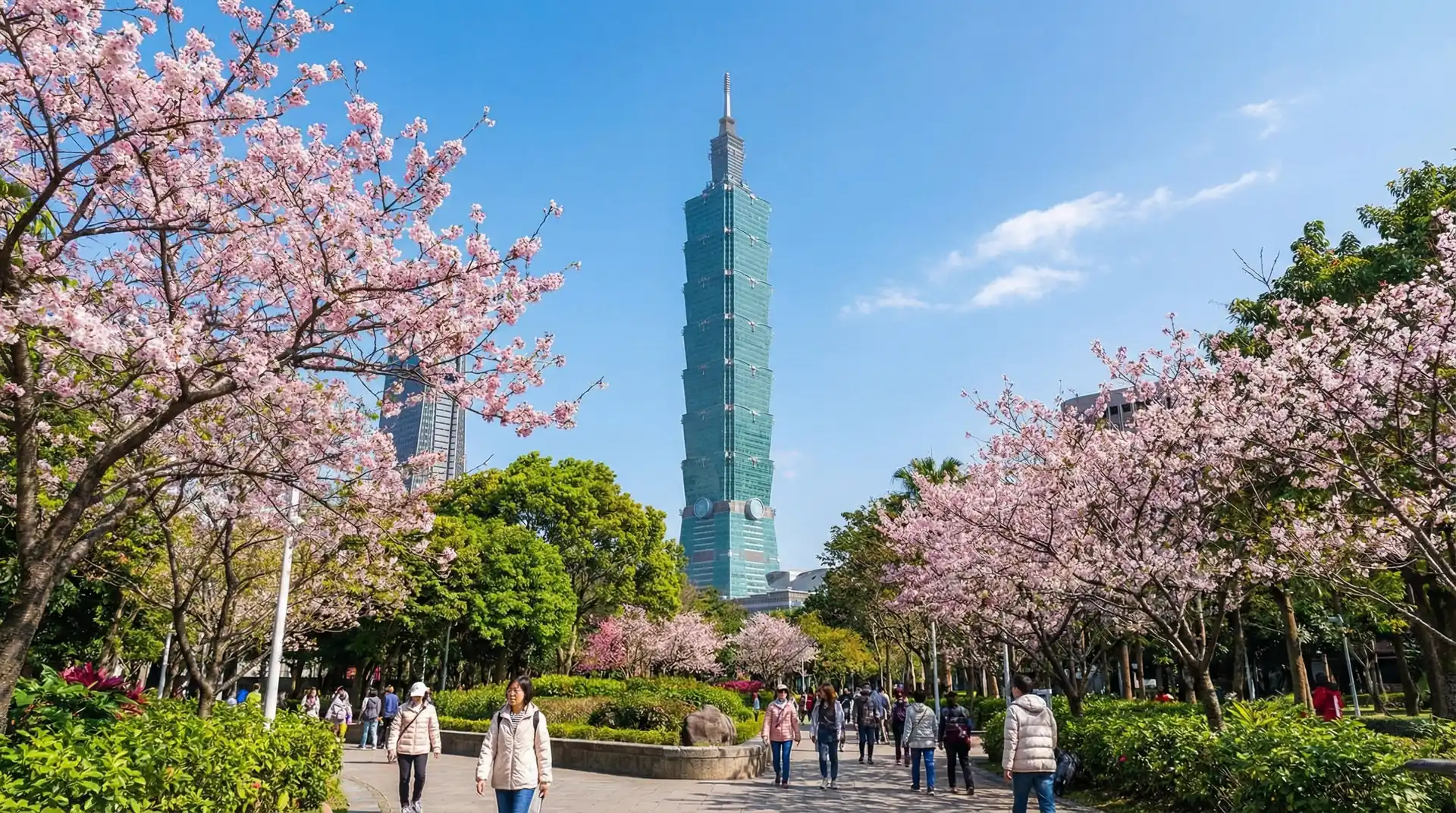 Taipei 101 tower and vibrant cityscape with mountain backdrop in Taiwan — OraVisa Taiwan visa services from Dubai